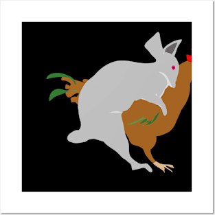 Rooster and rabbit breeding make love Posters and Art